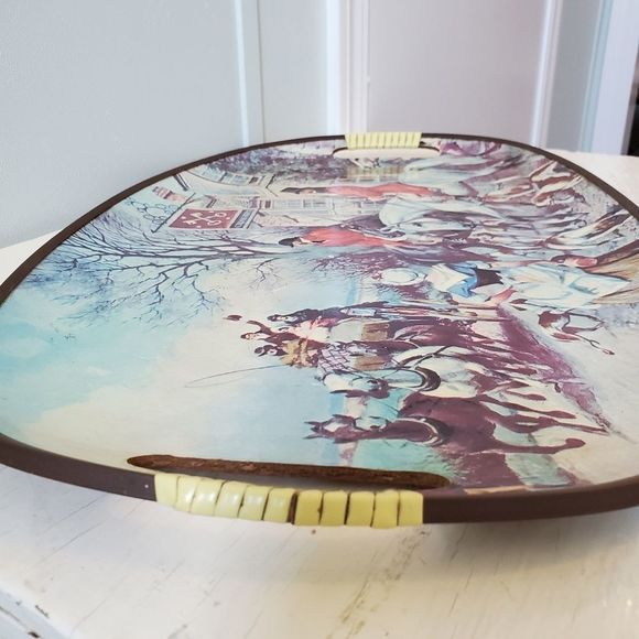 Vintage Antique S.S.Kresge Co. Pioneer Fox Hunt Coaching Cross Keys Tray - Picture 4 of 11